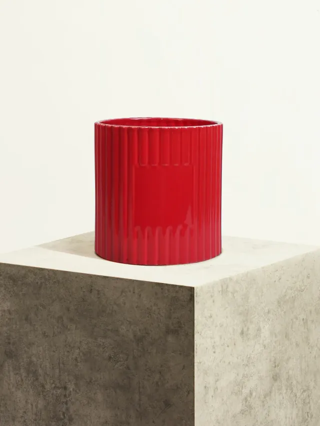 By Charlot Céramique Cannelée cache-pot rouge ultime 18 cm