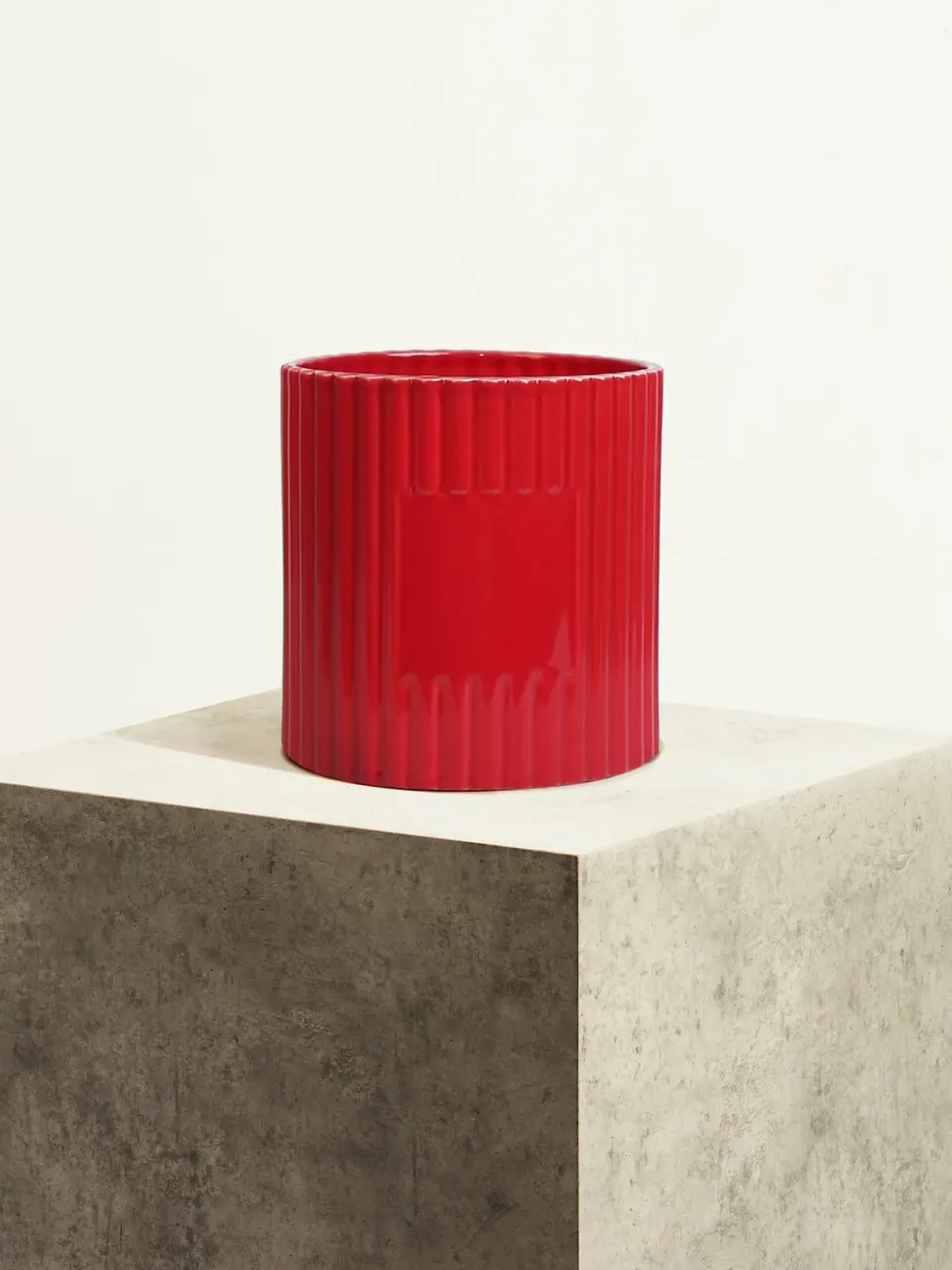 By Charlot Céramique Cannelée cache-pot rouge ultime 18 cm