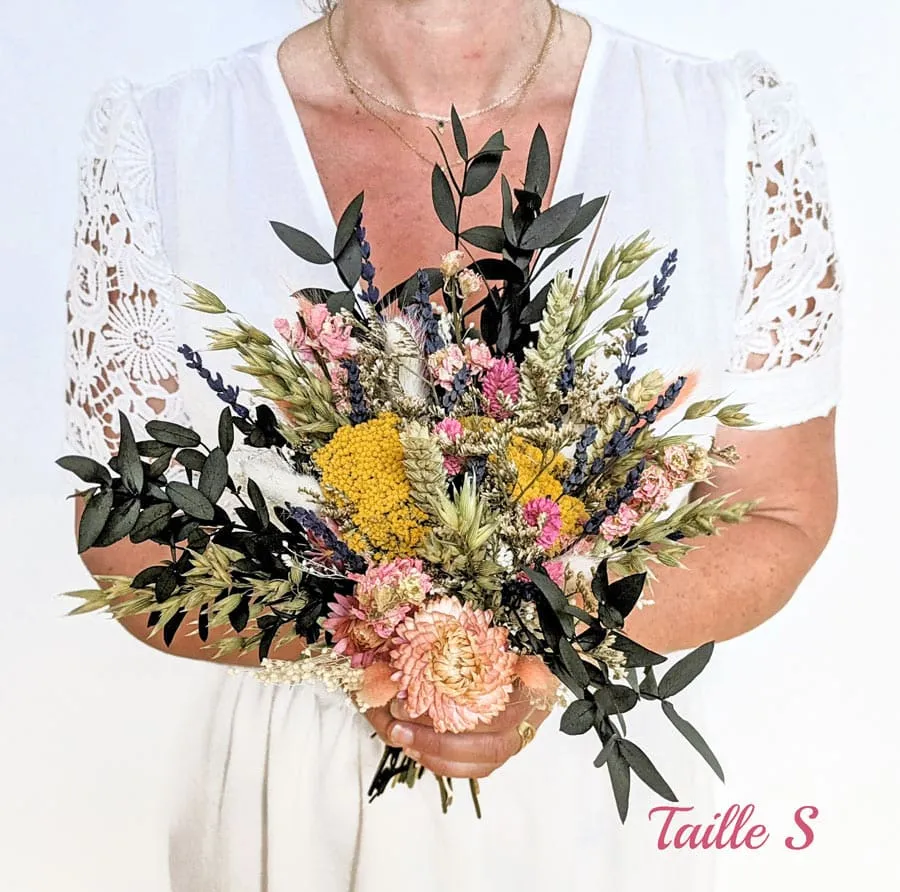 Réconciliation Végétale Romane bouquet fleurs séchées jaune