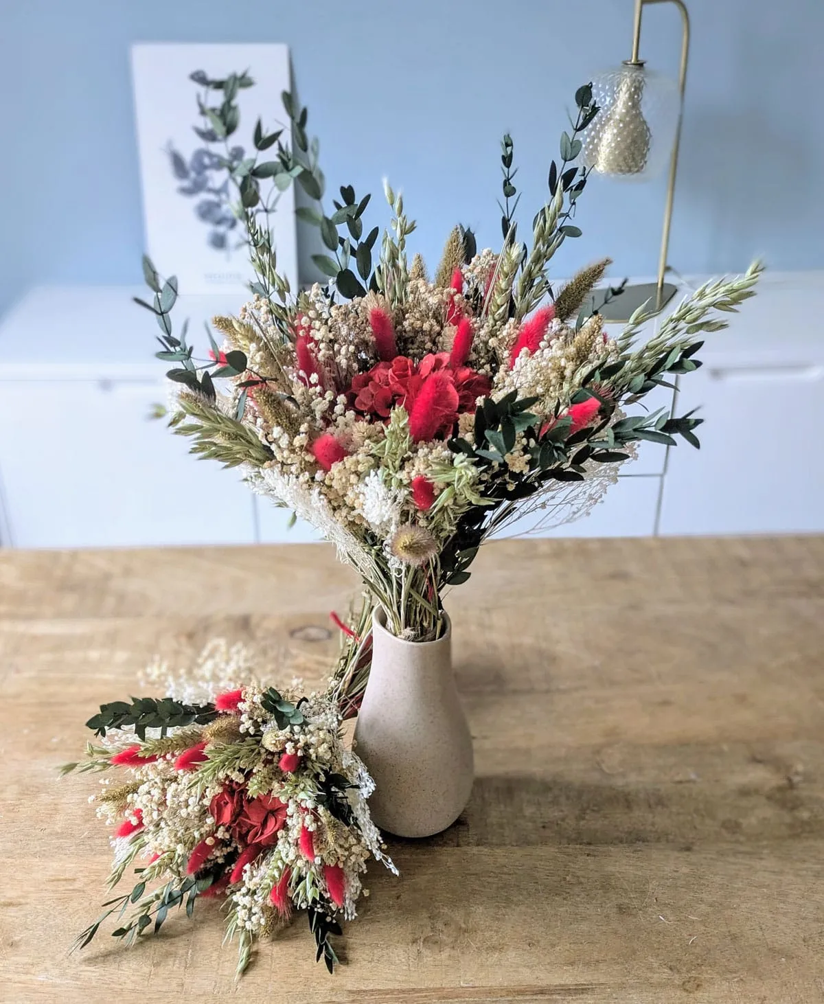 Réconciliation Végétale Amour bouquet fleurs séchées hortensia rouge