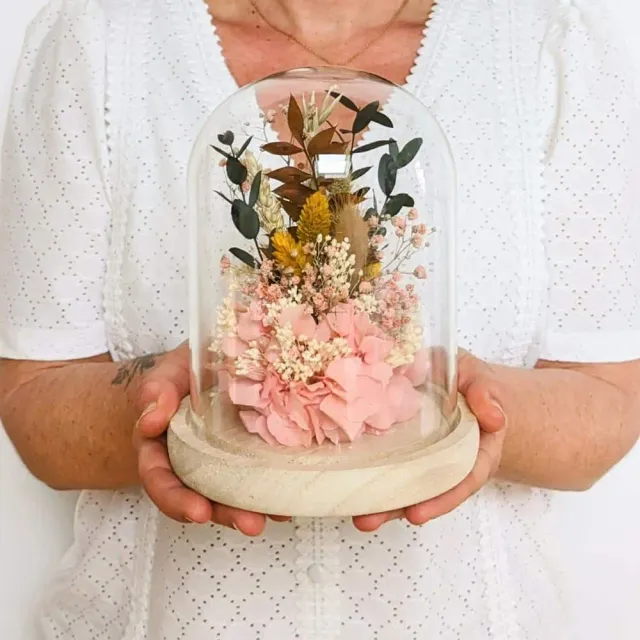 Réconciliation Végétale Emma Cloche Fleurs Séchées Rose 21 cm