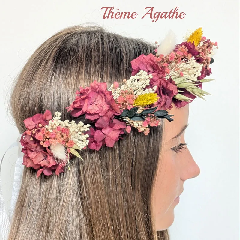 Réconciliation Végétale Couronne tête fleurs séchées mariée or