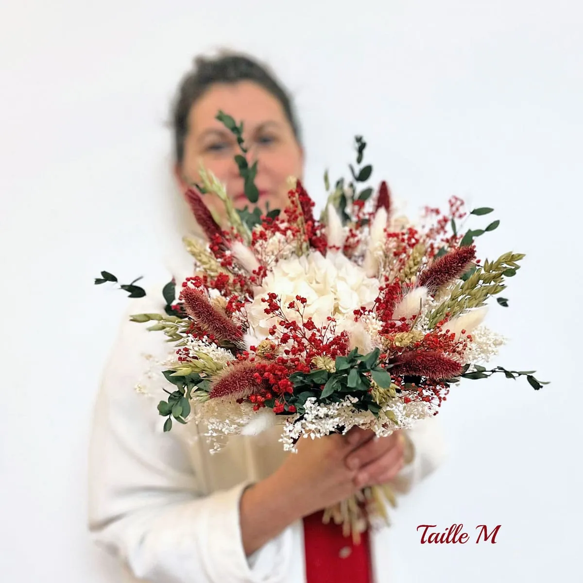 Réconciliation Végétale Passion bouquet séchées rouge hortensia