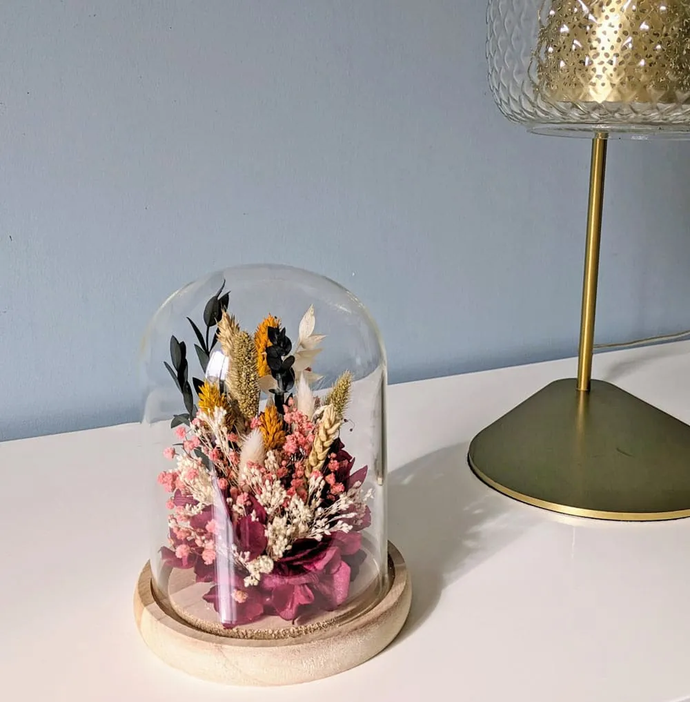 Réconciliation Végétale Agathe cloche fleurs séchées rose