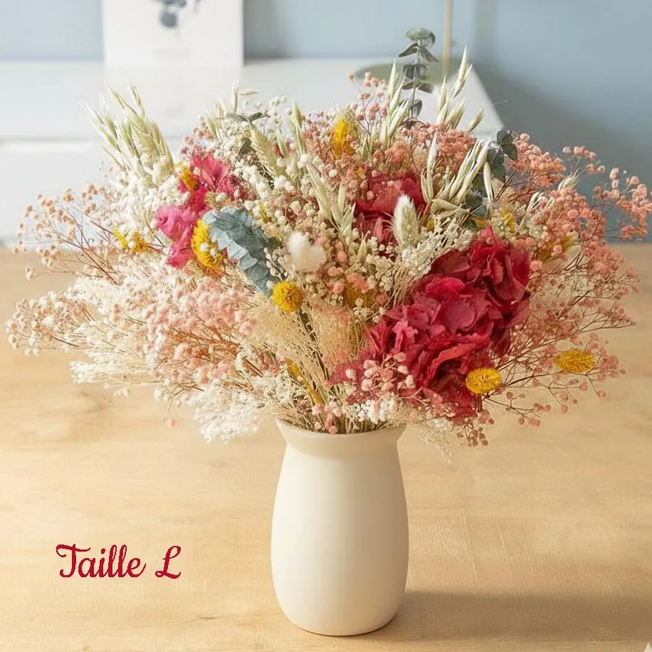 Réconciliation Végétale Agathe bouquet fleurs séchées hortensia rose