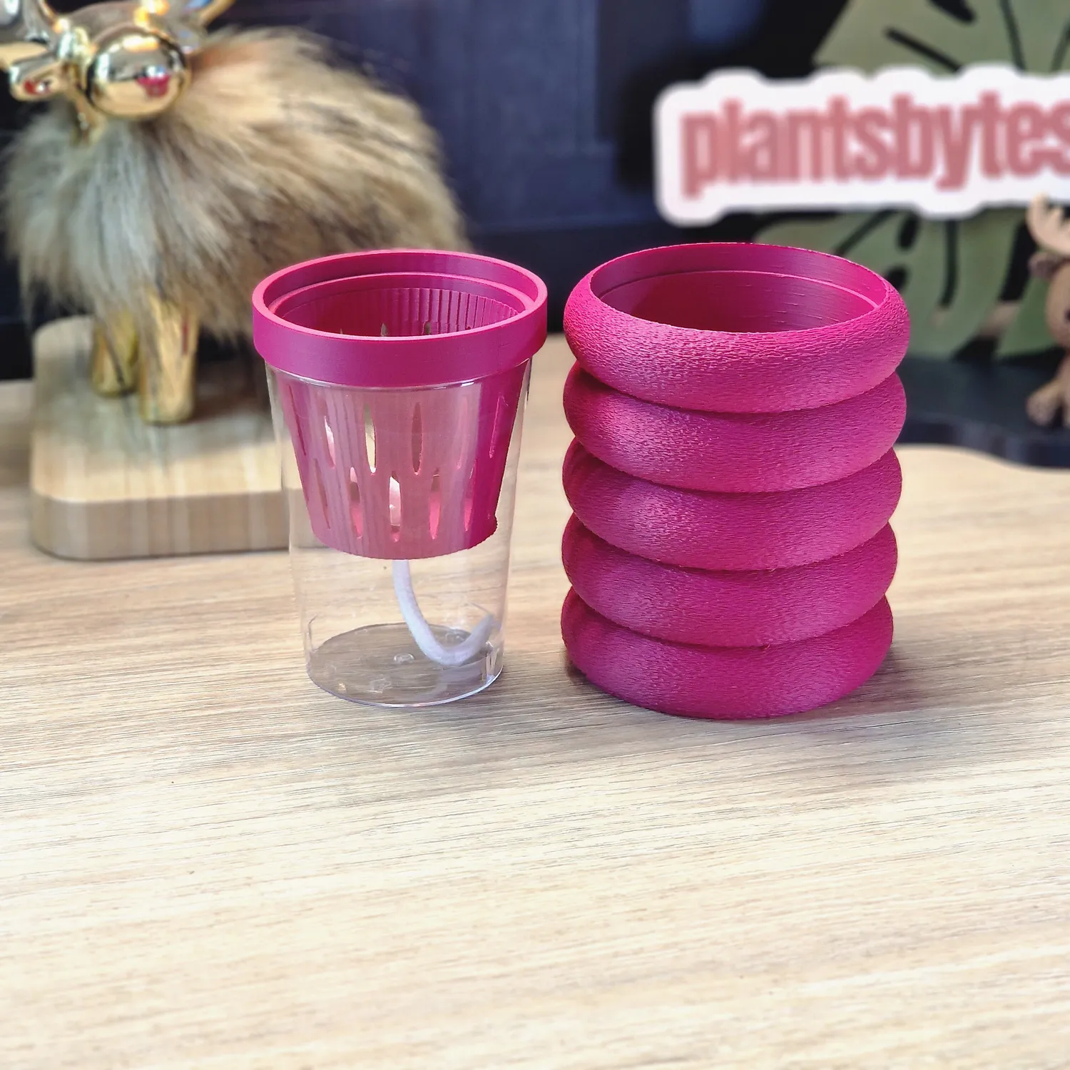 plant.ess Midi Sips Marshmallow pot auto-arrosant rose complet