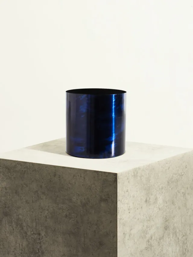 By Charlot Bleu lazuli cache-pot 14 cm métal mat