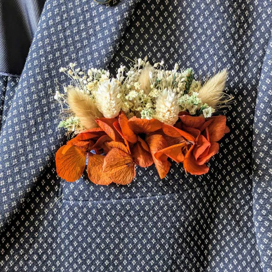 Réconciliation Végétale Boutonnière Poche boutonnière marié séchée