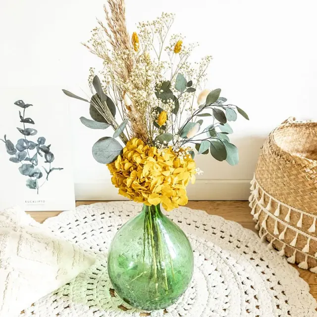 Réconciliation Végétale Juliette bouquet séché dame-jeanne jaune