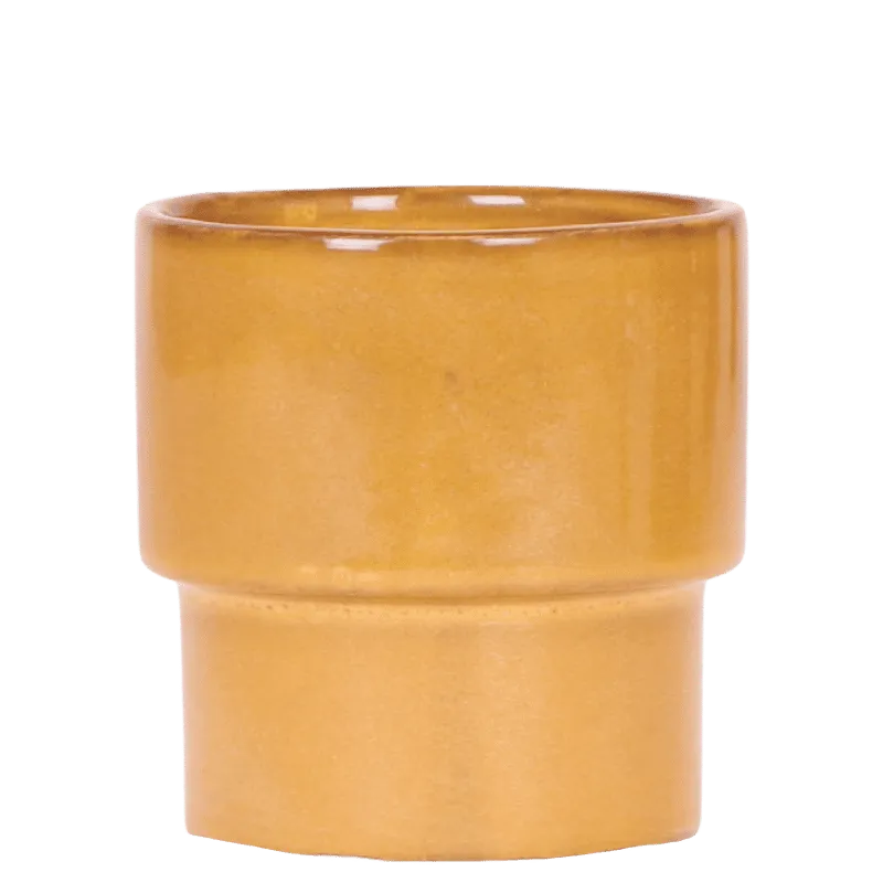 Plant and Stories Cache-pot céramique moucheté seventies jaune