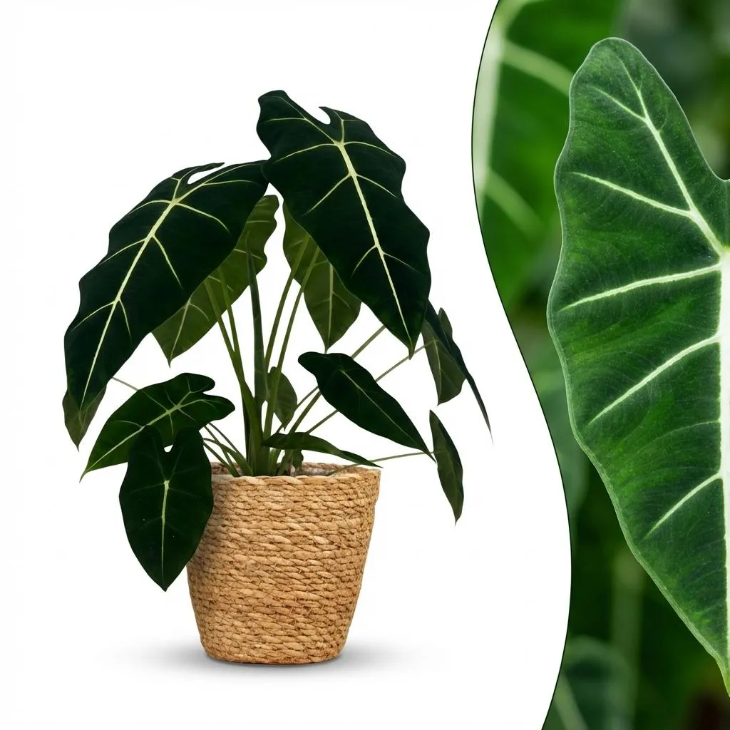 Plant and Stories Alocasia Frydek plante d’intérieur 60 cm velours