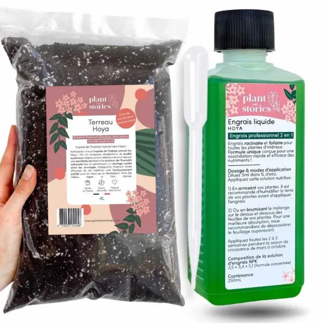 Plant and Stories Hoya Premium duo terreau engrais 4L + 250ml drainant