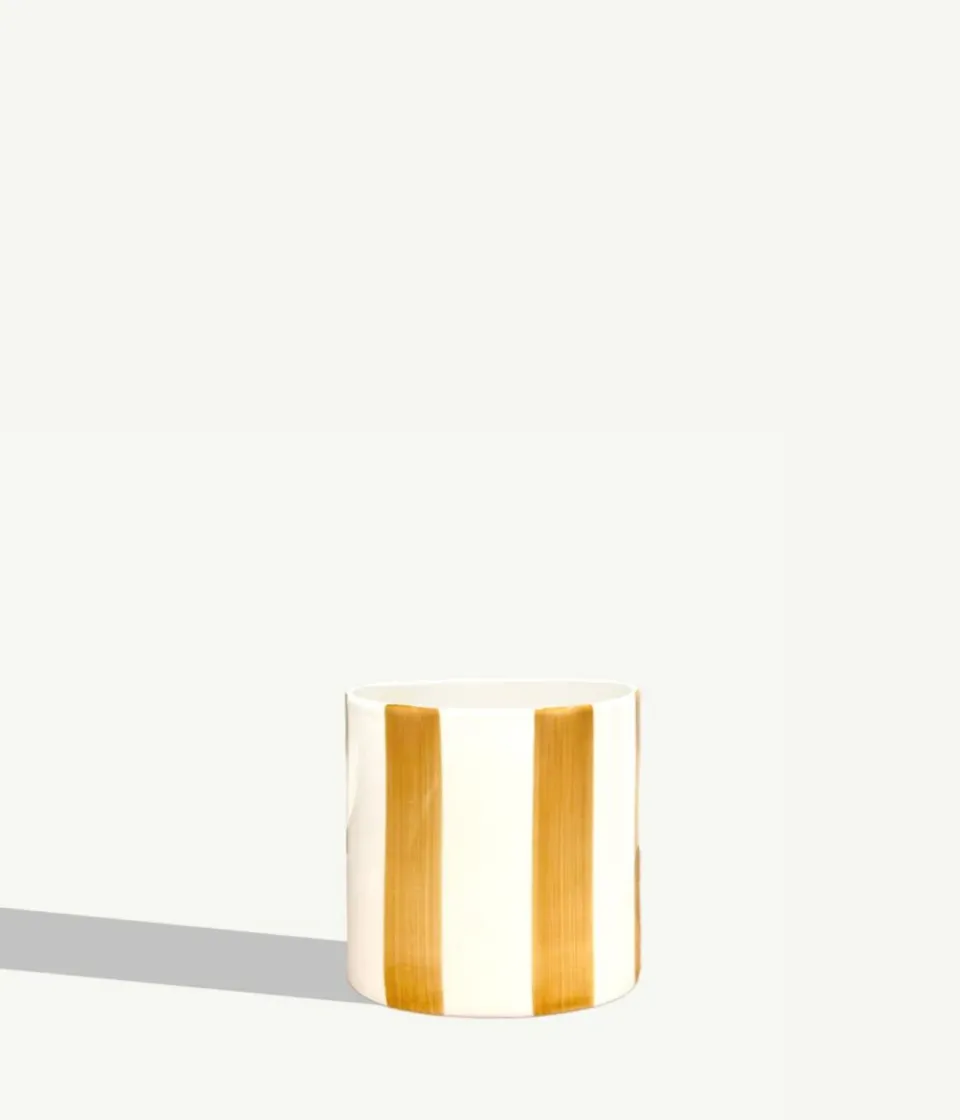 By Charlot Céramique rayée Ambre cache-pot 14 cm