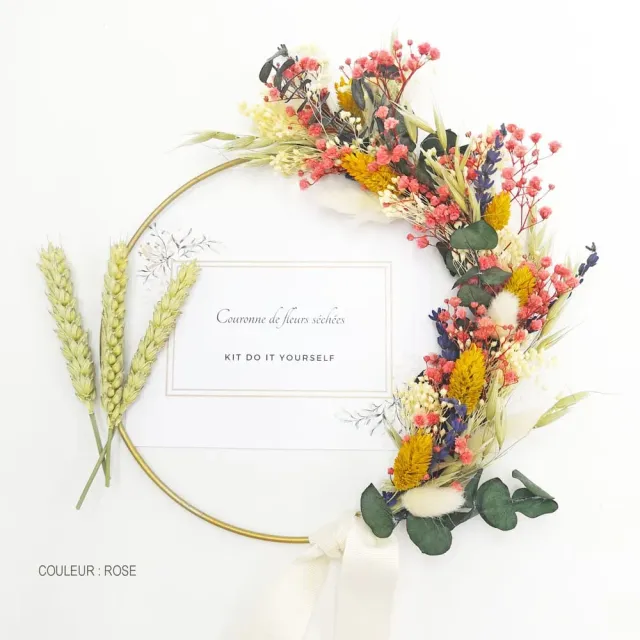 Réconciliation Végétale Kit DIY couronne fleurs séchées rose 20 cm