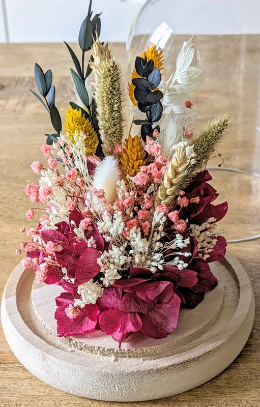 Réconciliation Végétale Agathe cloche fleurs séchées rose