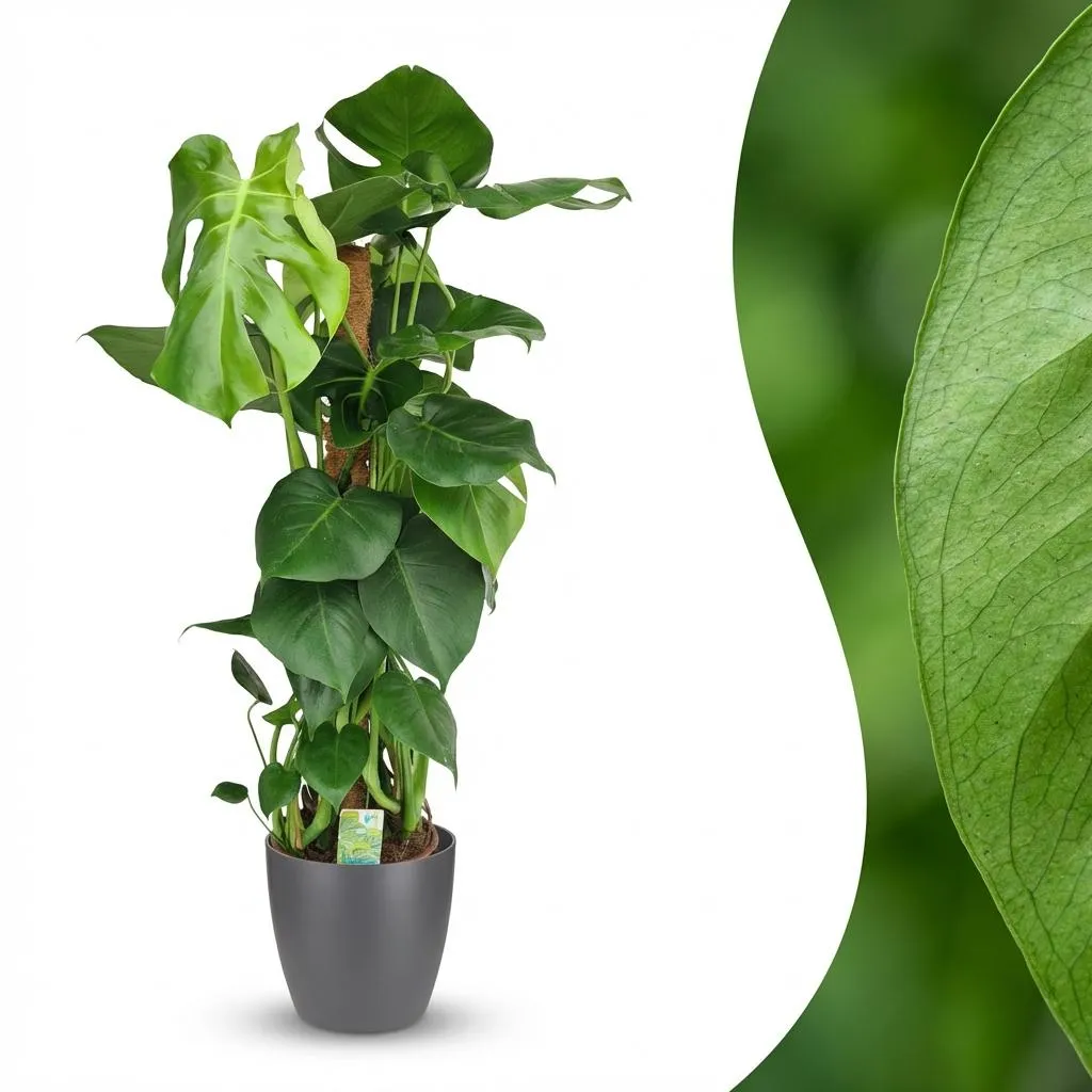 PLANT AND STORIES Monstera Deliciosa tuteur plante 90 cm fenêtrée