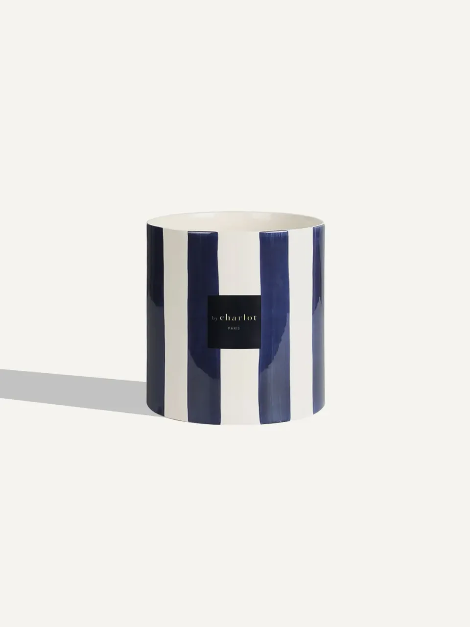 By Charlot céramique rayée bleu marine cache-pot 18 cm
