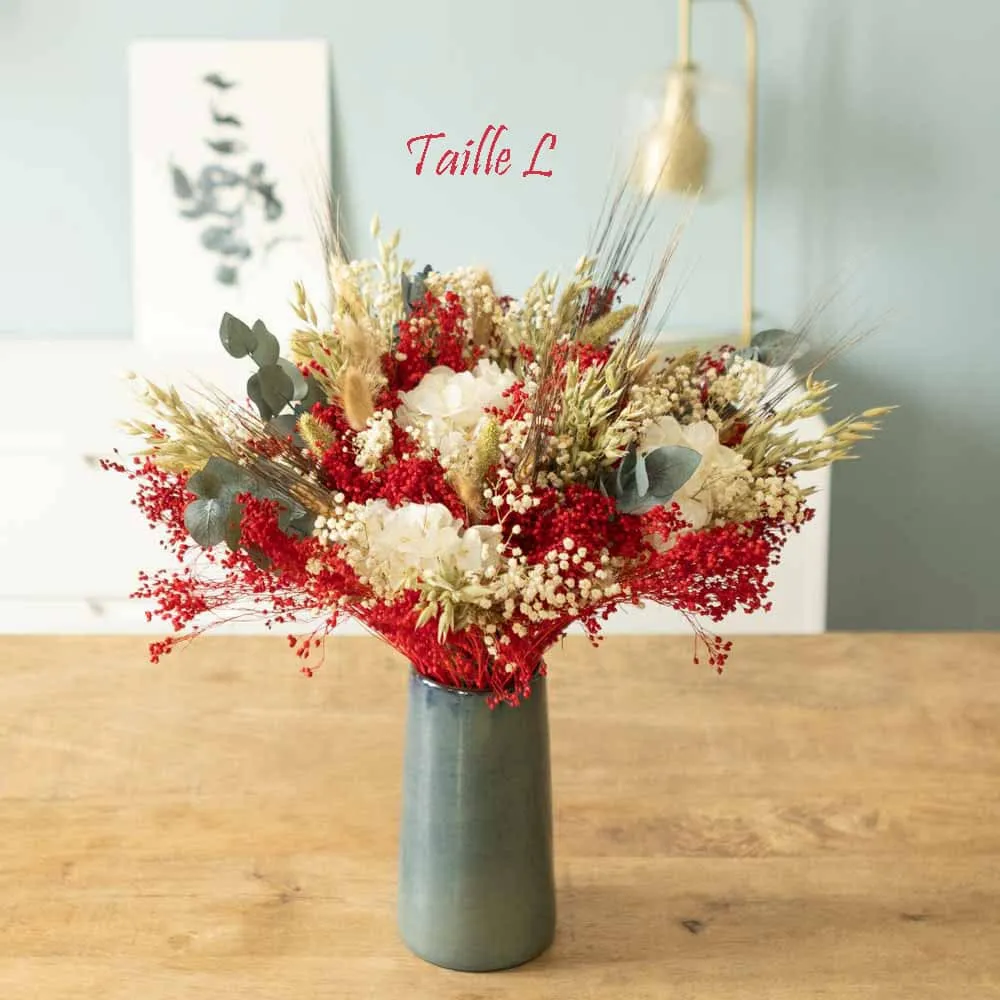 Réconciliation Végétale Jeanne bouquet fleurs séchées rouge S