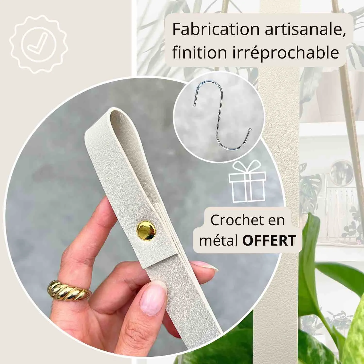 PLANT AND STORIES Duo suspensions similicuir plantes pot 15 cm blanc