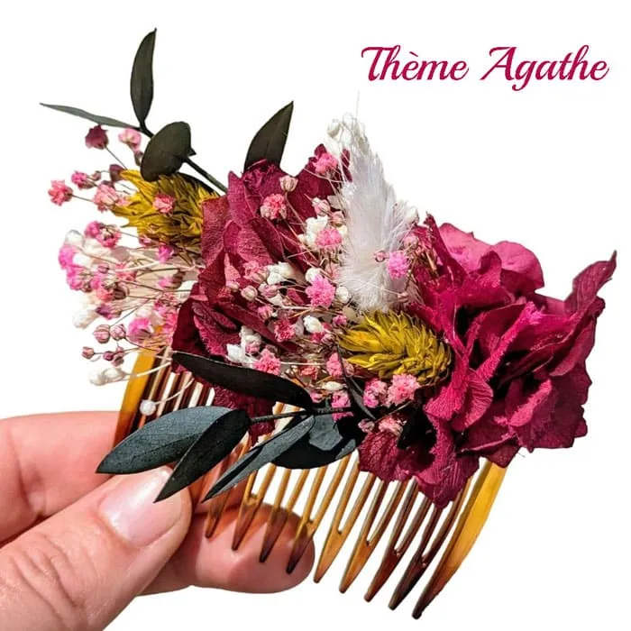 Réconciliation Végétale peigne mariée fleurs séchées écaille