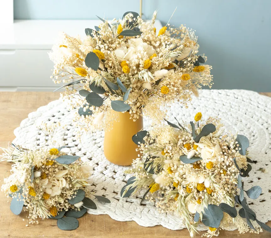 Réconciliation Végétale Georgette bouquet séché hortensia blanc