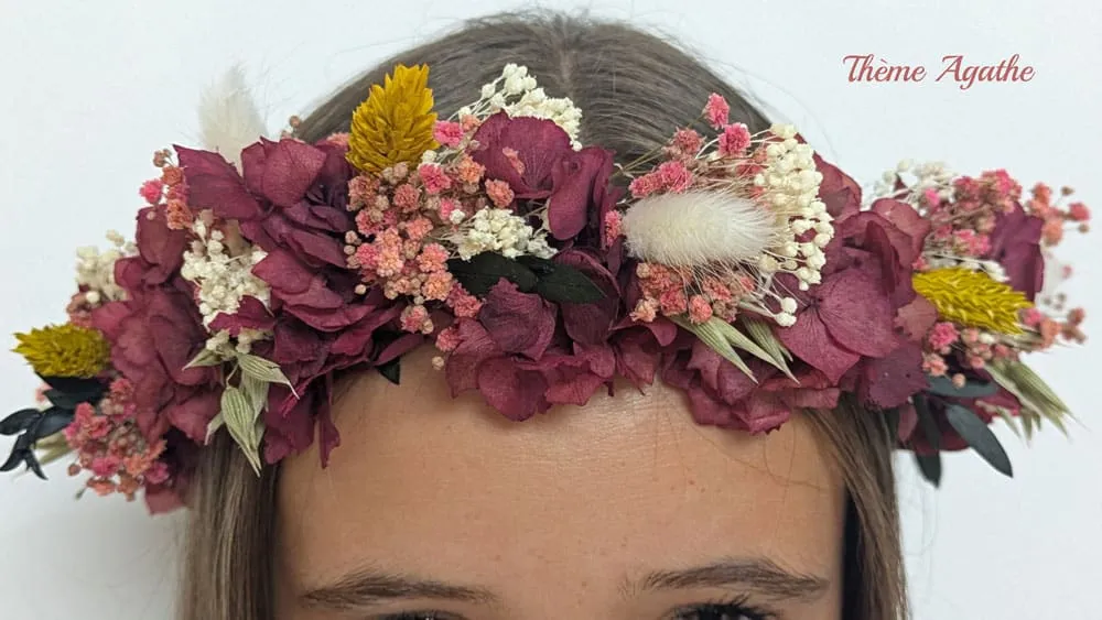 Réconciliation Végétale Couronne tête fleurs séchées mariée or