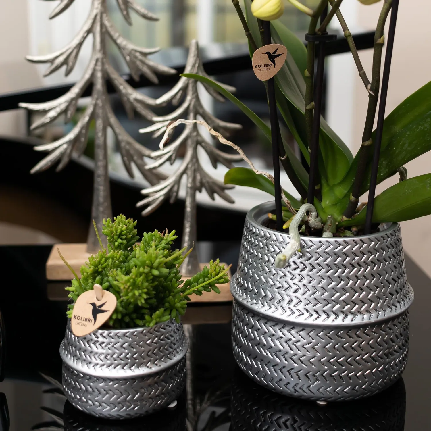 Plant and Stories Groove cache-pot céramique doré nervuré 9 cm
