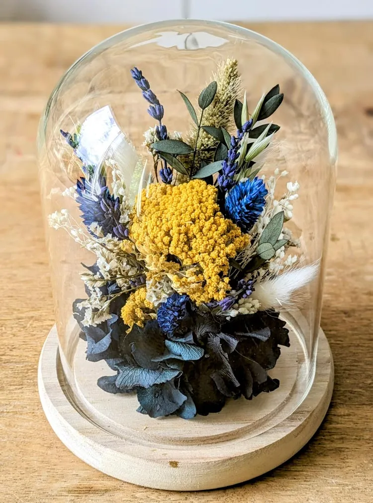 Réconciliation Végétale Angèle cloche fleurs séchées hortensia