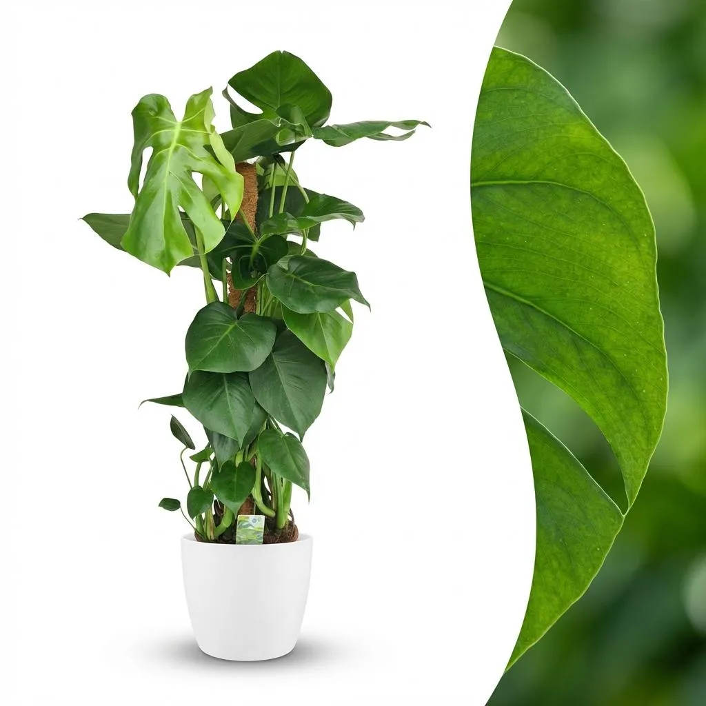 PLANT AND STORIES Monstera Deliciosa tuteur plante 90 cm fenêtrée
