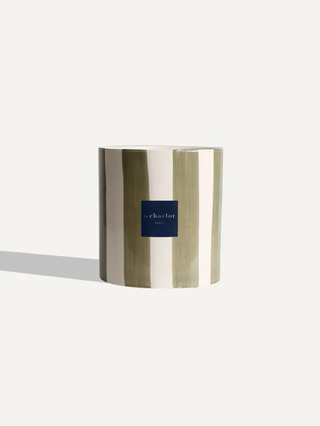 By Charlot Rayée cache-pot céramique L 18 cm vert olive