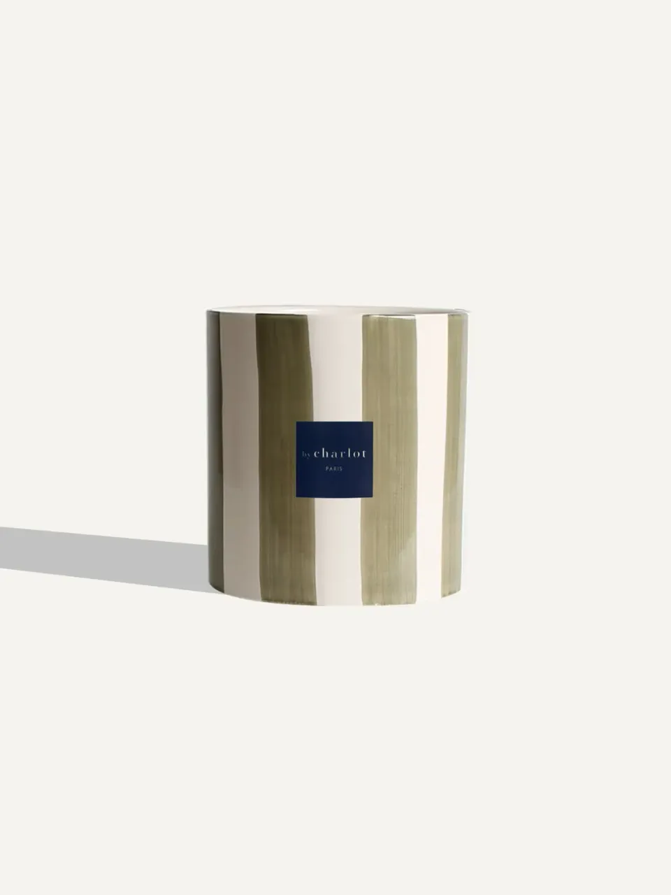 By Charlot Rayée cache-pot céramique L 18 cm vert olive