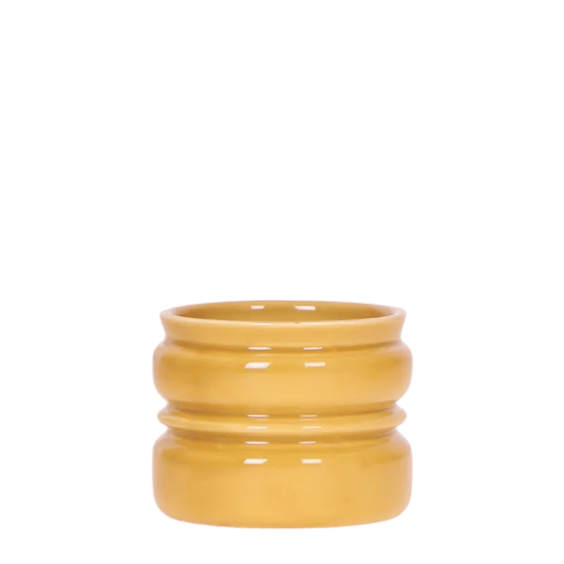 Cache-pot céramique strié étagé terracotta 9 cm brillant