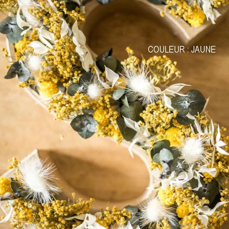 Réconciliation Végétale initiale fleurs séchées lettre 20,5cm
