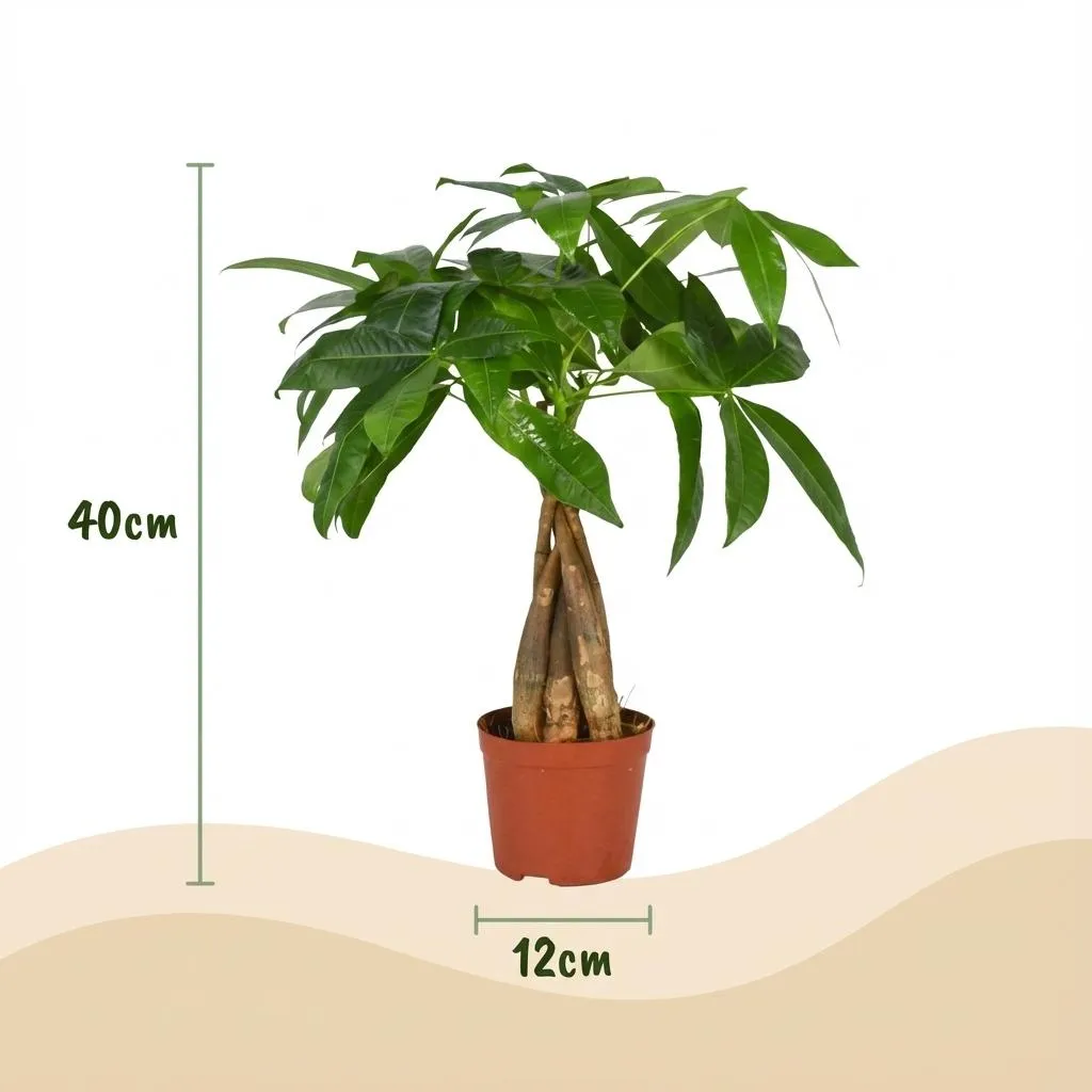 Plant and Stories Pachira Aquatica arbre à argent pot 12 cm 40 cm