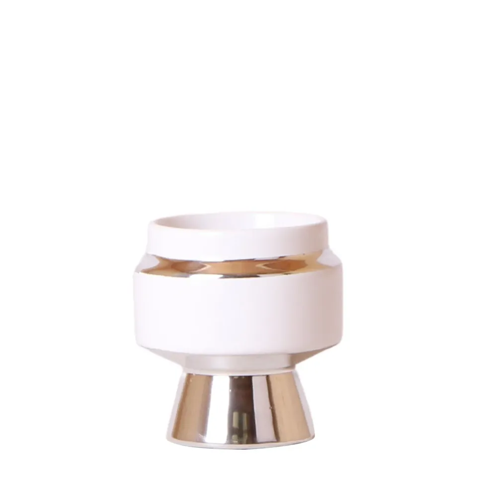 Plant and Stories Le Chic cache-pot céramique blanc 6cm argenté