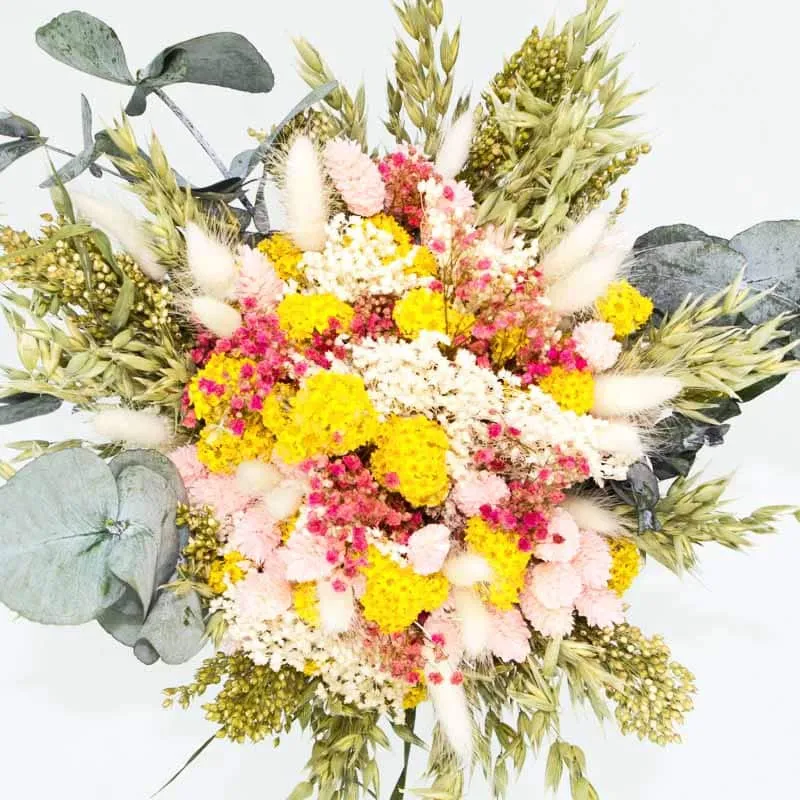 Réconciliation Végétale Madeleine bouquet fleurs séchées jaune rose