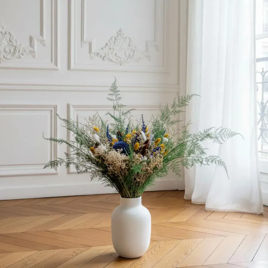 Réconciliation Végétale Billy bouquet fleurs séchées M bleu