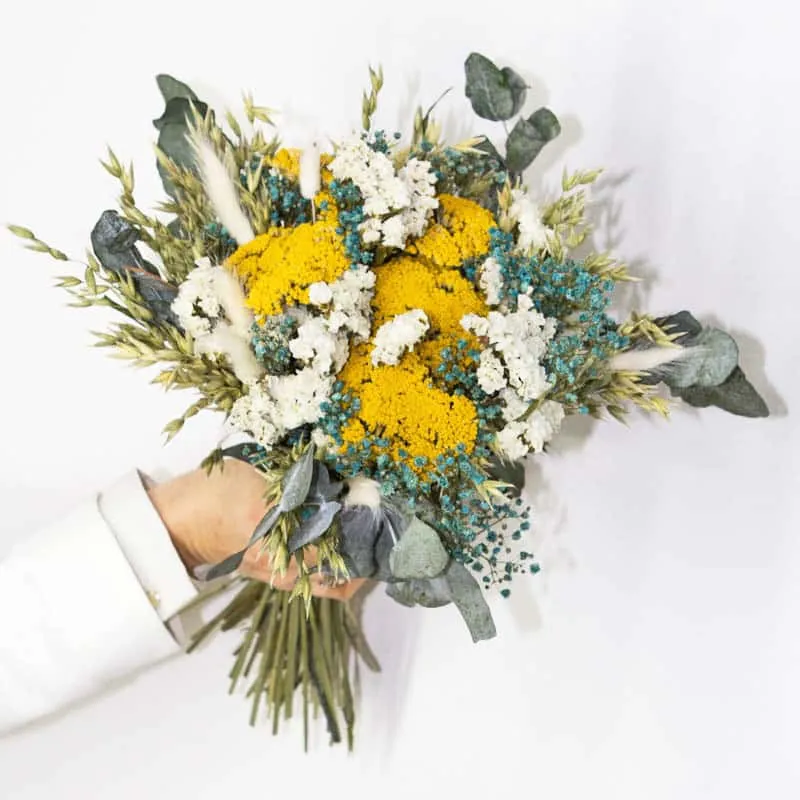 Réconciliation Végétale Marcelle bouquet fleurs séchées jaune 50 cm