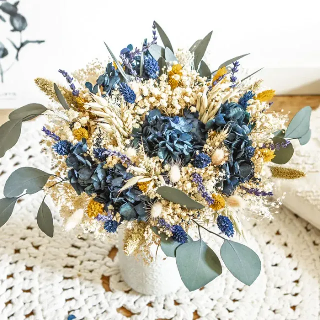 Réconciliation Végétale Elise bouquet fleurs séchées L bleu