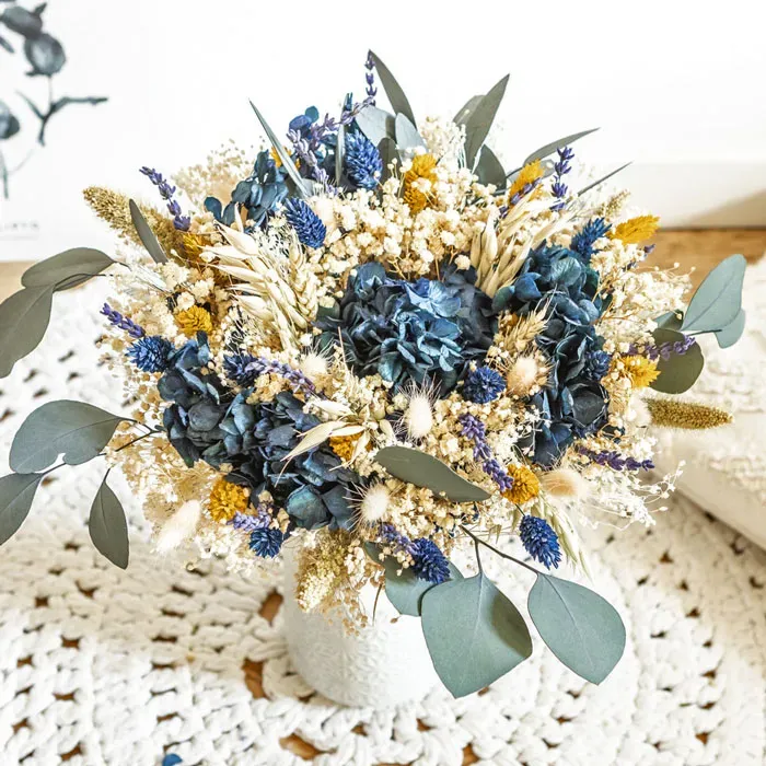 Réconciliation Végétale Elise bouquet fleurs séchées L bleu