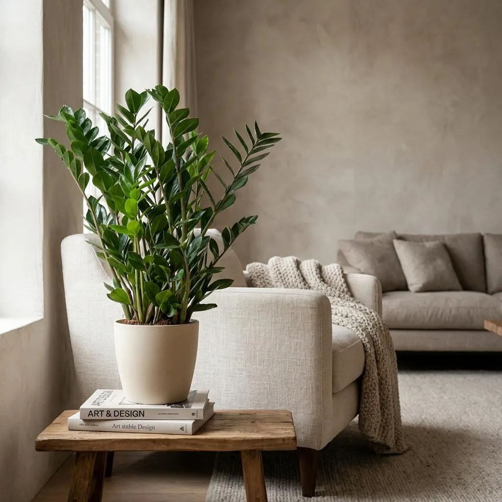 Plant and Stories Zamioculcas Zamiifolia plante 80 cm panier vernissé