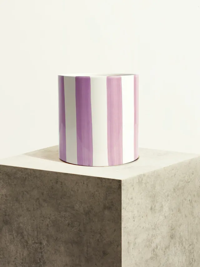 By Charlot Céramique rayée Lilas cache-pot 18 cm
