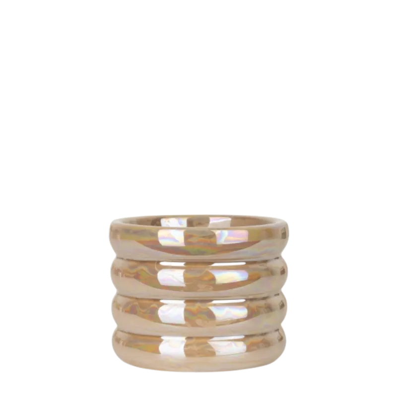 Plant and Stories cache-pot céramique arrondi 12 cm beige brillant