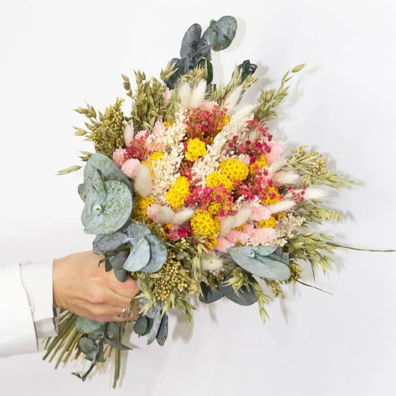Réconciliation Végétale Madeleine bouquet fleurs séchées jaune rose