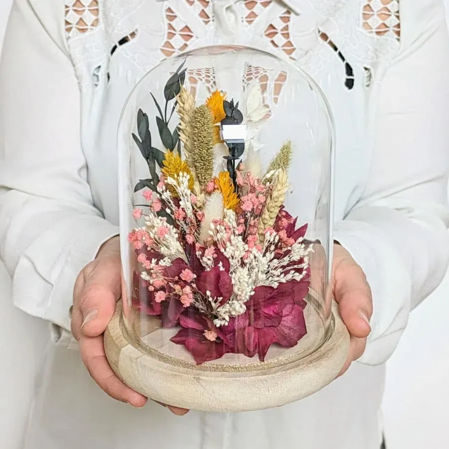 Réconciliation Végétale Agathe cloche fleurs séchées rose