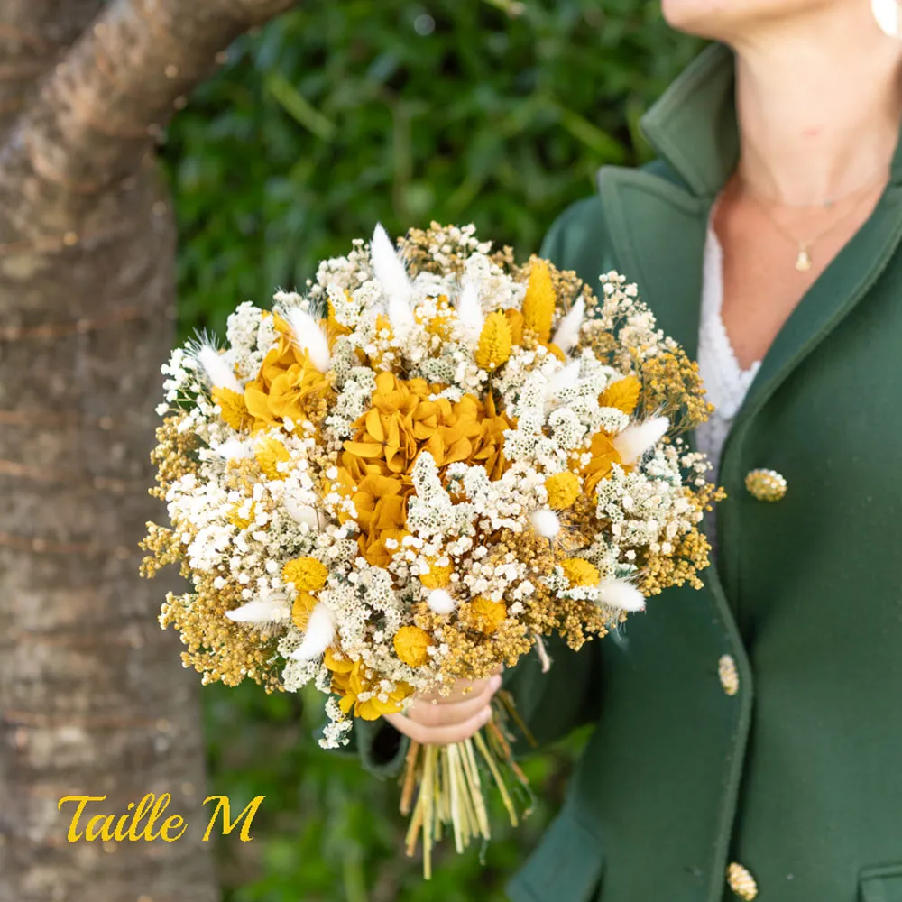 Réconciliation Végétale Carmen bouquet fleurs séchées ocre hortensia
