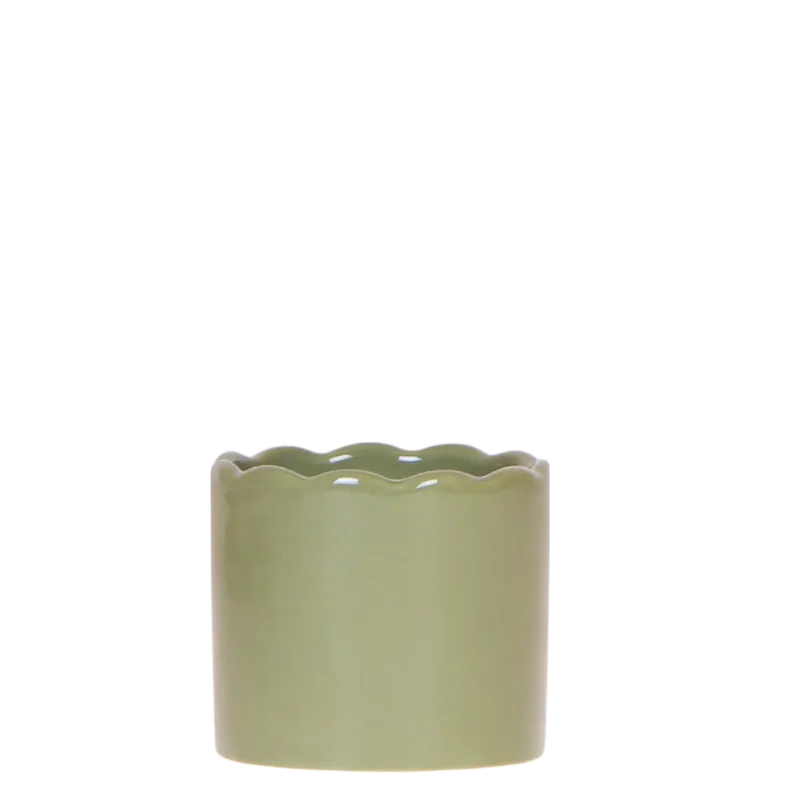 Kolibri Ondulé cache-pot céramique 9 cm blanc brillant