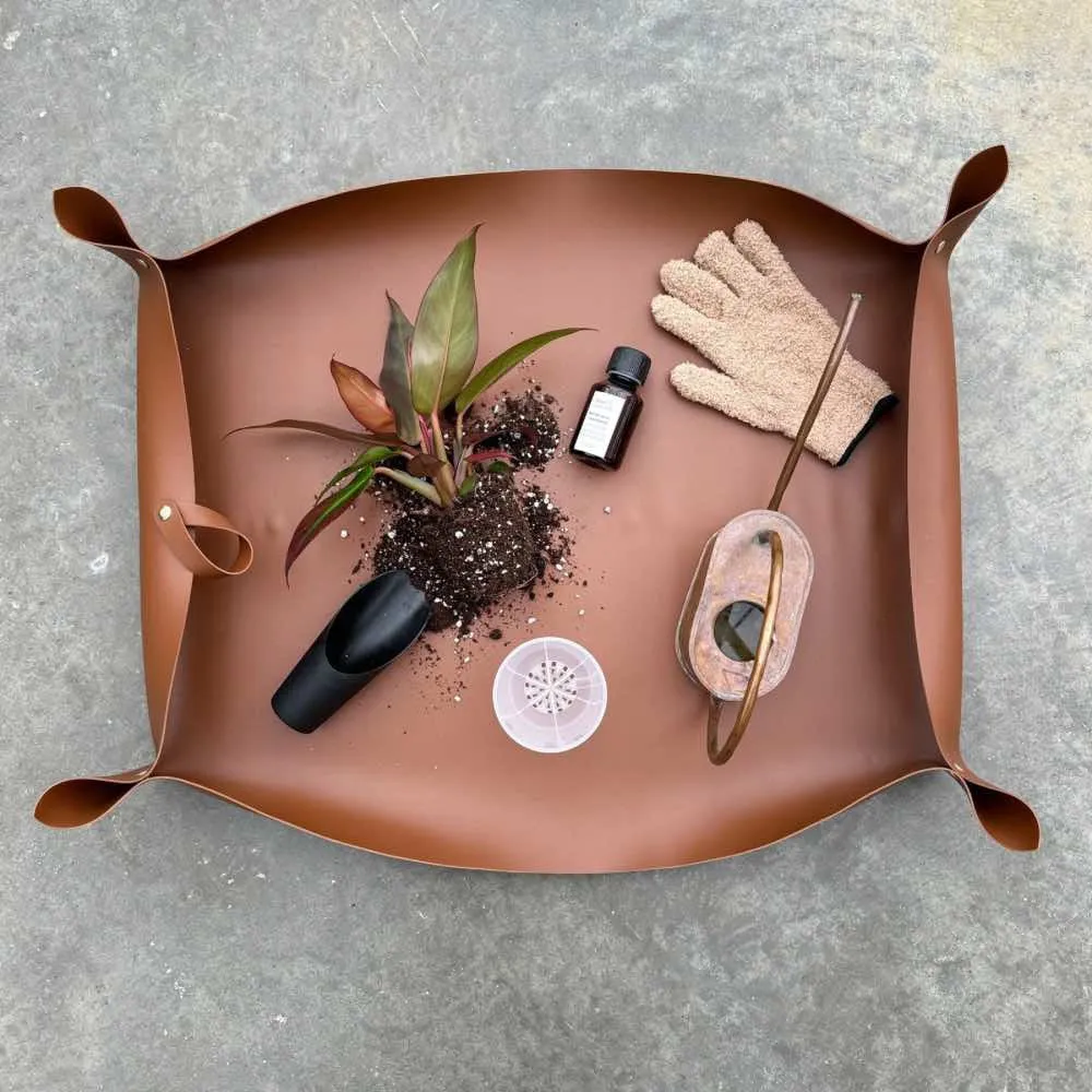 Plant and Stories Grand tapis rempotage simili cuir vert imparfait