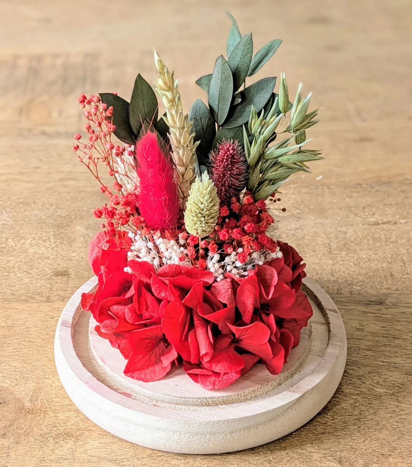 Réconciliation Végétale Amour cloche fleurs séchées rouge hortensia