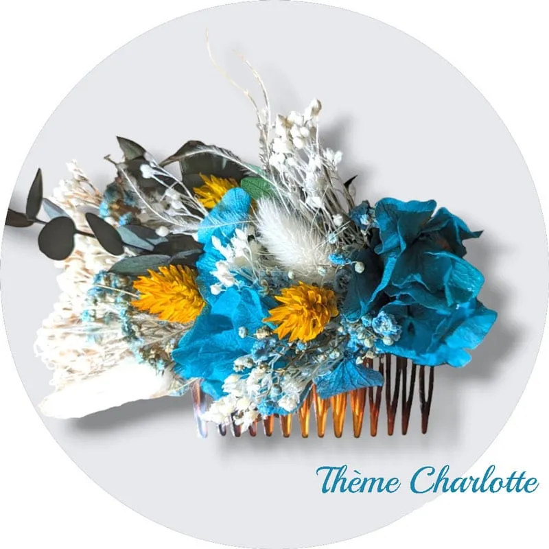 Réconciliation Végétale peigne mariée fleurs séchées écaille